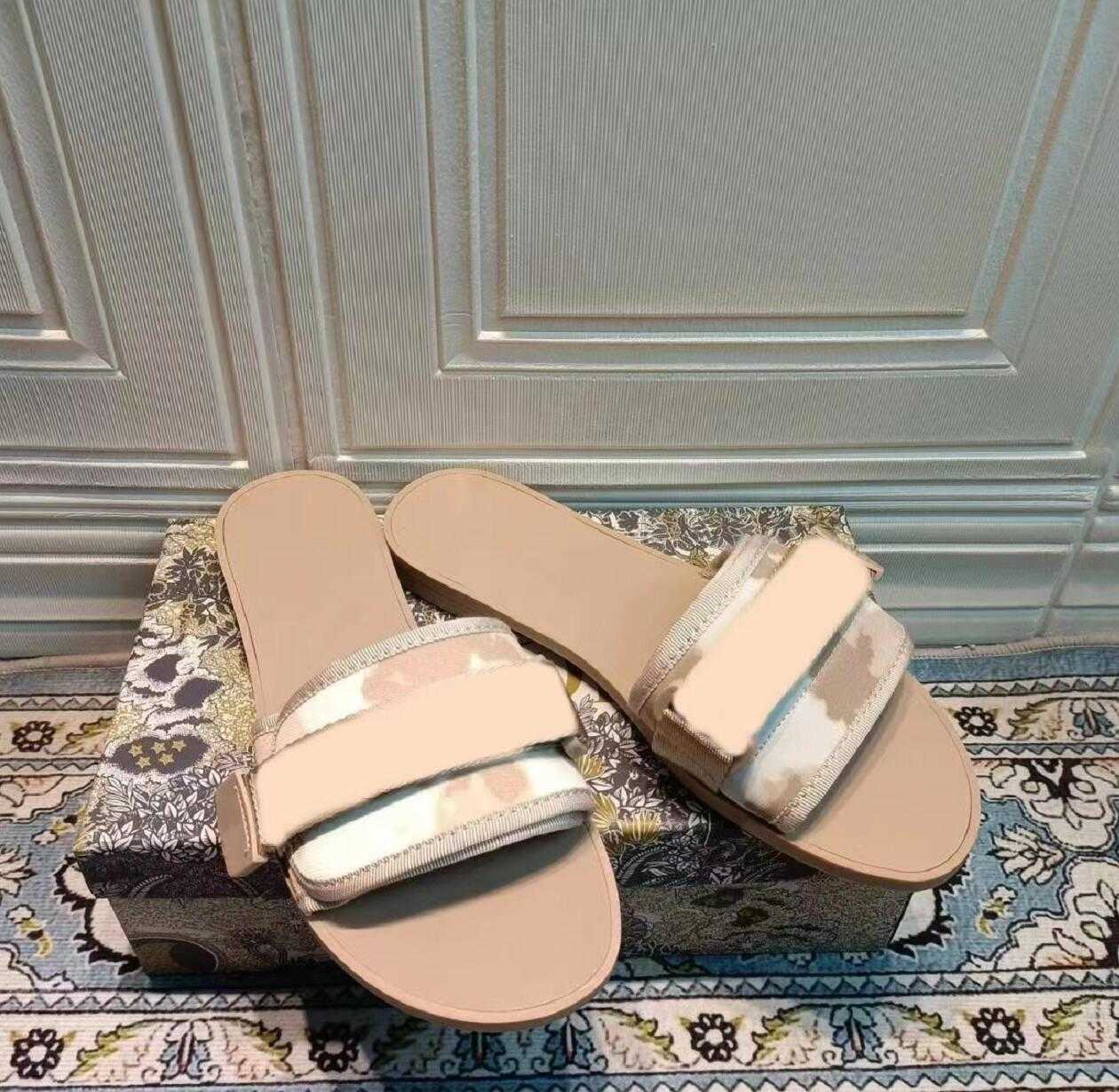 

Paris Designer Flat Bottom Slippers Summer HOOK LOOP Sandal Classic Embroidery Slipper Top Quality Lady Sandals Fashion Leisure Women, Box