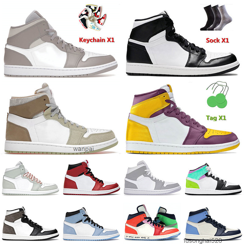 

High Jumpman 1 1s Mens Basketball Shoes Mid Linen Black White Olive Aura Brotherhood Atomic Orange Women Sneaekrs Trainers Air Jorden, C45 hyper royal 36-47