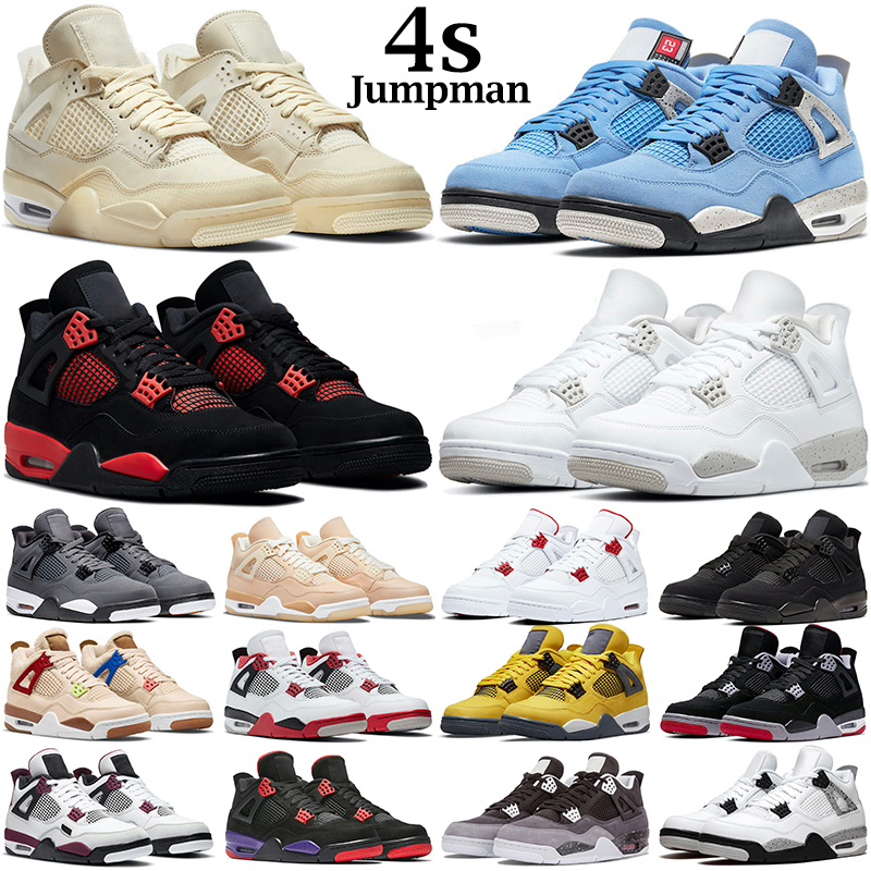 

Men Women Basketball Shoes 4s Jumpman 4 Red Thunder Infrared Black Cat Cool Grey Fire Red Military Blue Shimmer White Oreo Mens Trainers Sports Sneakers, Bubble bag