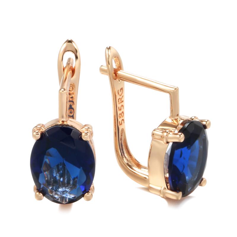 

Dangle & Chandelier Kinel Luxury Blue Stone Earrings 585 Rose Gold Simple Natural Zircon Drop For Women Trendy Wedding Jewelry Crystal GiftD