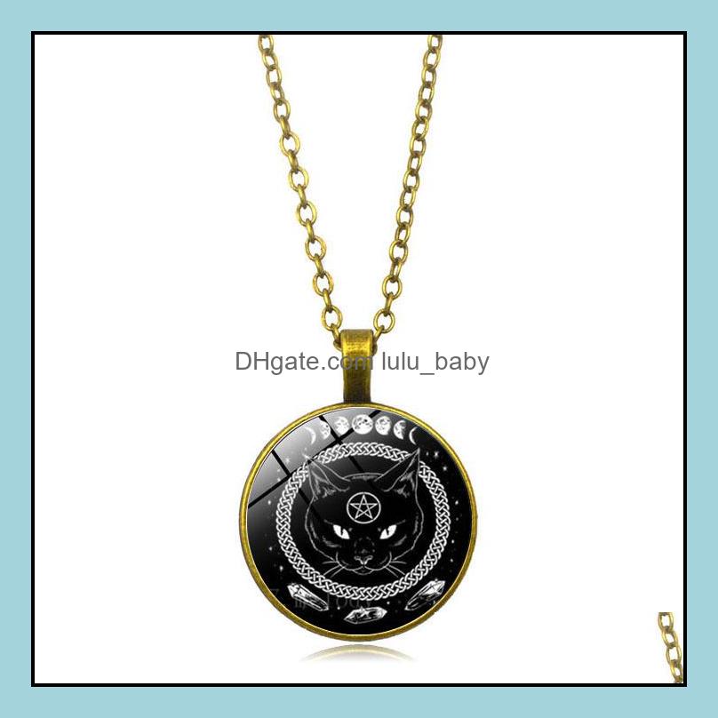

Pendant Necklaces Black Cat Necklace Round Time Pentagram Magic Is Very Cool Drop Delive Baby Dhk8Z