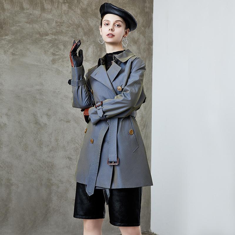 

Women' Trench Coats Fashion Chameleon Coat For Women Double Breasted Loose British Style Temperament Windbreaker Female Waterproof JacketWo, Khaki