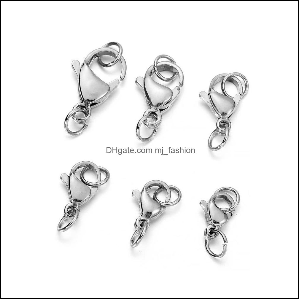 

Clasps Hooks Jewelry Findings Components Stainless Steel Sier Plated Lobster Clasp Jump Rings For Bracelet Necklace Chains Making Drop Del