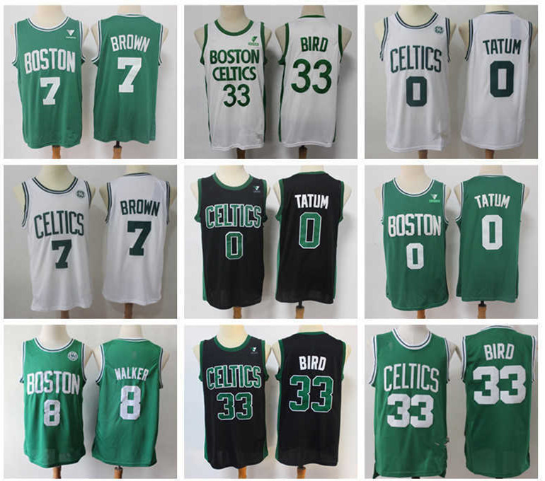 

MEN jersey Larry 33 Bird Kemba 8 Walker Jayson 0 Tatum Jaylen 7 Brown Basketball Shorts Basketball Jersey Black, Color