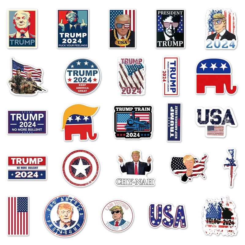 

Pack of 50Pcs Wholesale USA President Stickers Trump 2024 Sticker Waterproof No-duplicate Water Bottle Notebook Skateboard Luggage Car Decals Dropshipping 692 D3