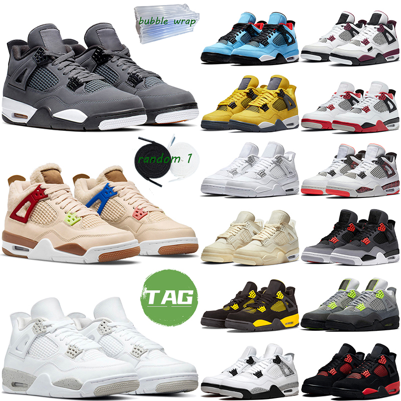 

4S Basketball Shoes Men Women Black Cat 4 Infrared Lightning Toro Bravo Pure Money Red Thunder Black Purple White Oreo Sports Trainer sneaker, #6