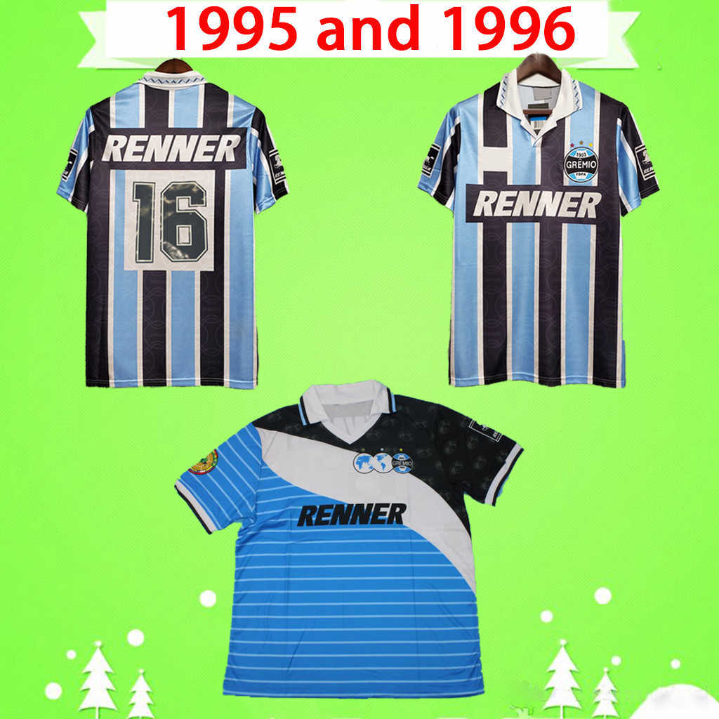 

1995 1996 Gremio retro soccer jerseys Ronaldinho ZINHO NENE WARLEY Alegre home blue black vintage old classic 95 96 football shirts top
