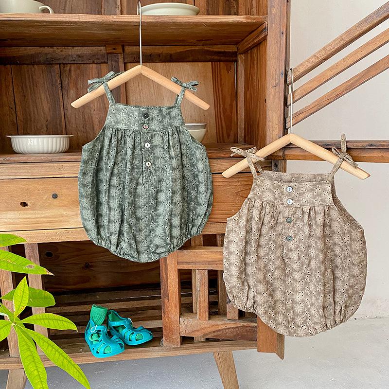 

Rompers Baby Summer Clothes Suspenders Bodysuit 2022 Girl Triangle Climbing Sweet One Piece ClothesRompers, Green