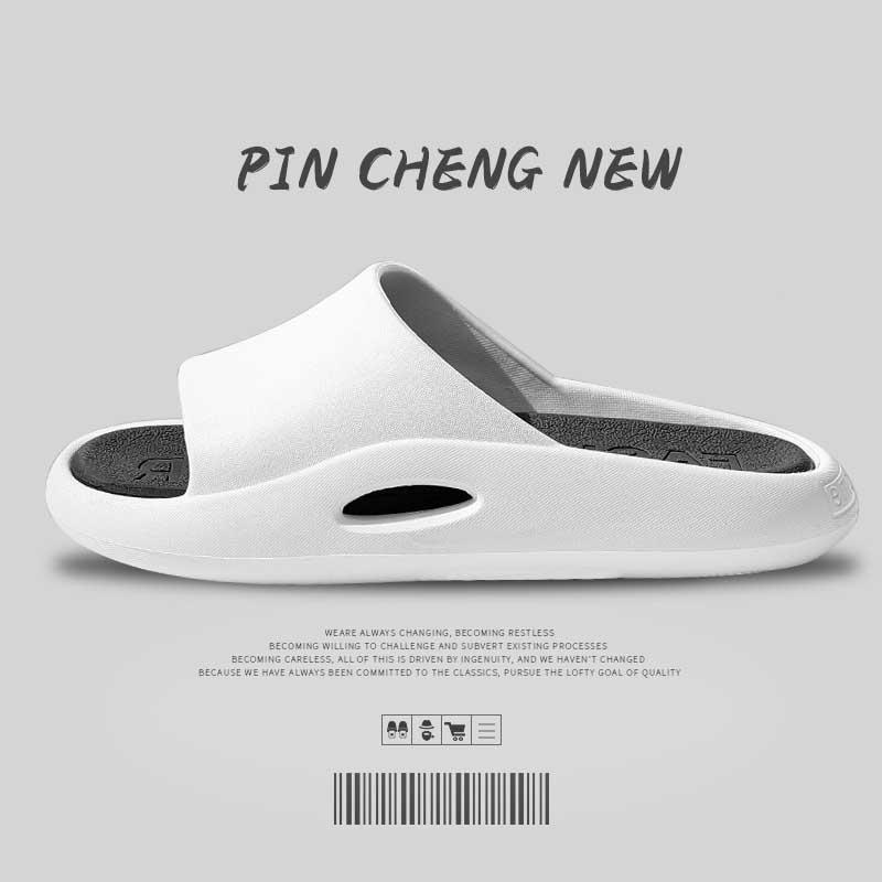 

Slippers Summer Casual Men Outdoor Shoes EVA Quality Slides Women Flip Flops Thick Sole Anti-slip Beach Pool Sandals Indoor BathSlippers, A-white orange