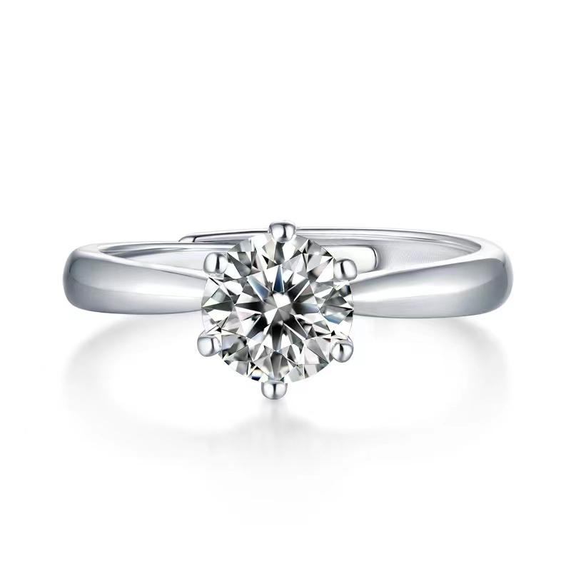 

Cluster Rings Trendy Real 0.5-1ct D Color Moissanite Ring Women Jewlery 100% 925 Sterling Silver VVS Adjustable Wedding GiftCluster