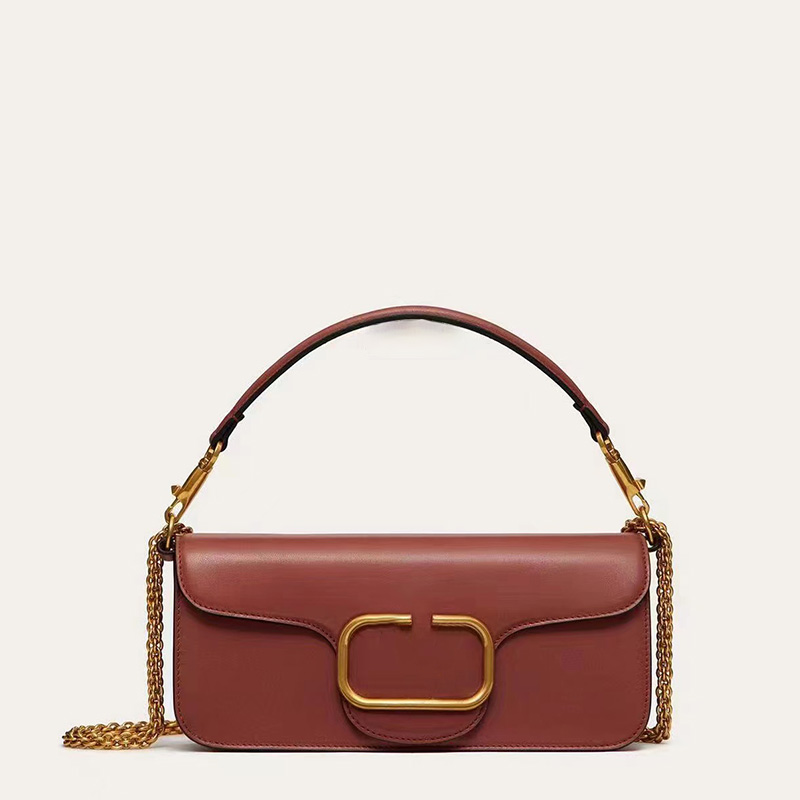 

Big V Metal Calfskin LOCO Shoulder Bag Handbag Womens Summer Luxury Designers Gold Metal Chains Cross-body Bags Purse 27cm, Light brown