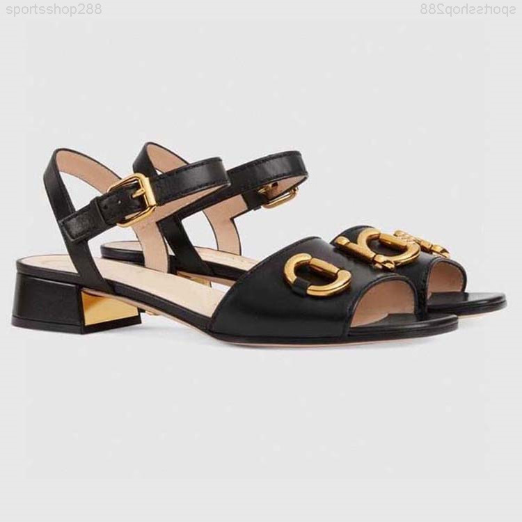 

High Quality 2021 Designer Sandals Slippers Slides Flip-flops Letters Leather Open toe Sandal Ankle Buckle Fixed Double loop design Women Shoes Yellow With Box, #9