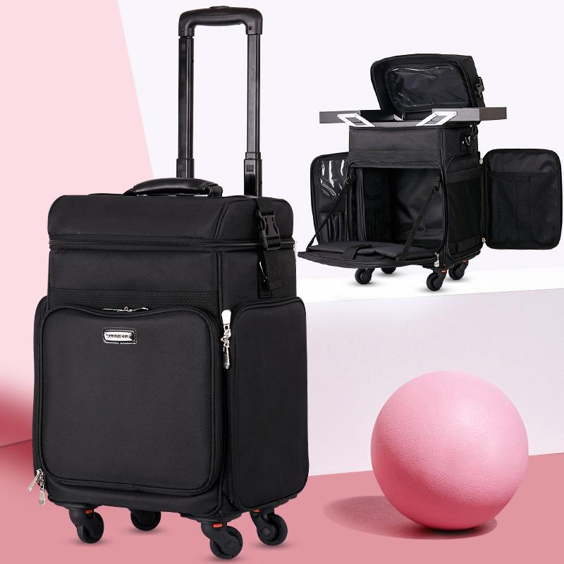 

Suitcases Creative Cosmetic Case With Wheels Women Rolling Luggage Tattoo Nail Kit Suitcase Oxford Multi-function Trolley Makeup Toolbox