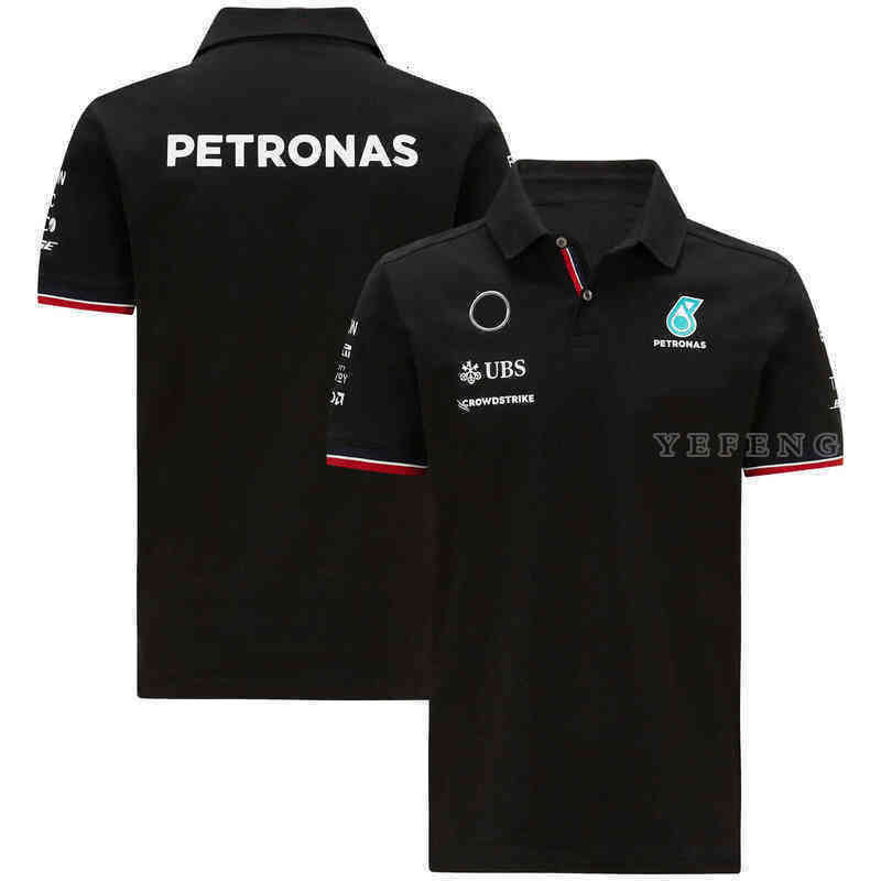 

for Mercedes F1 Racing Team Polo Shirt Lapel Season Petronas Motorsport Men' Breathable Casual Short Sleeve Summer, White