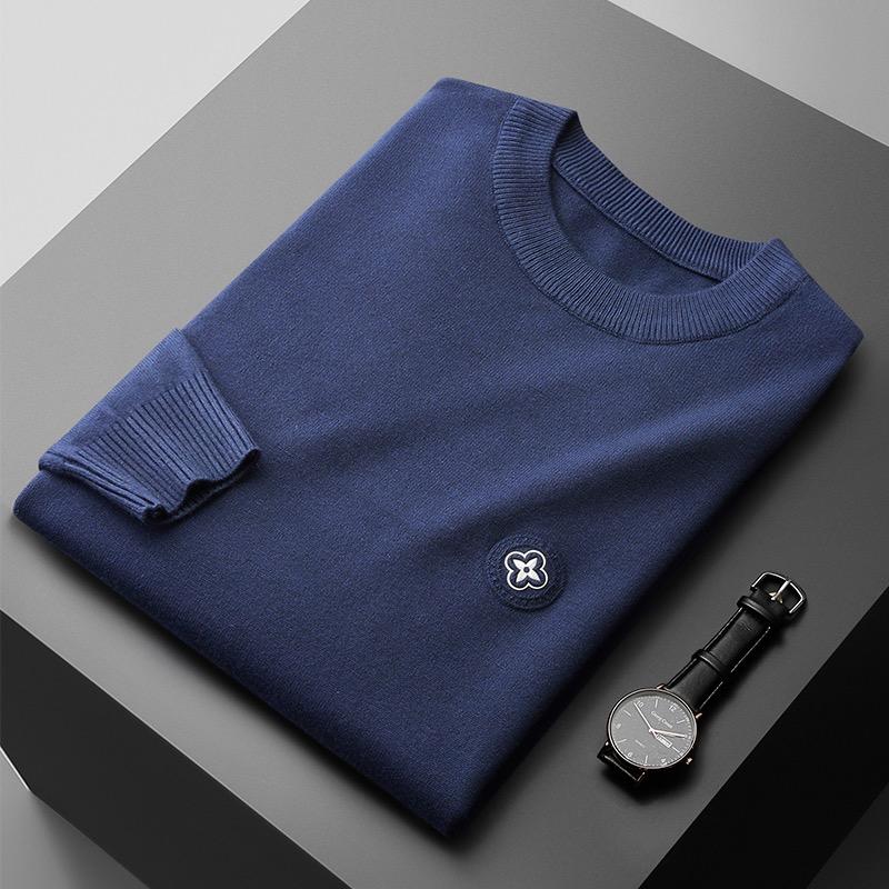 

Men's Sweaters High End Exquisite Embroidery Crew Neck Sweater Men's Autumn Winter Simple Korean Loose Solid Color Large PulloverMen's, Black