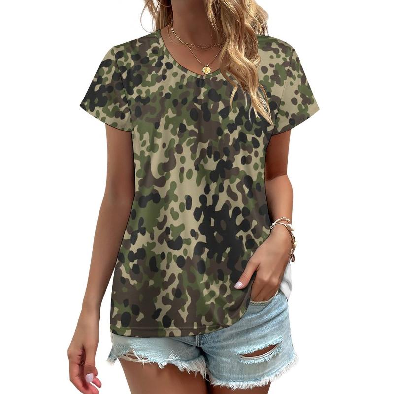 

Women' T-Shirt Digital Camo Print Flecktarn Camouflage Military Hip Hop T Shirts V Neck Graphic Tops Street Style Top Tees Big Size 5XLWome, Style-4