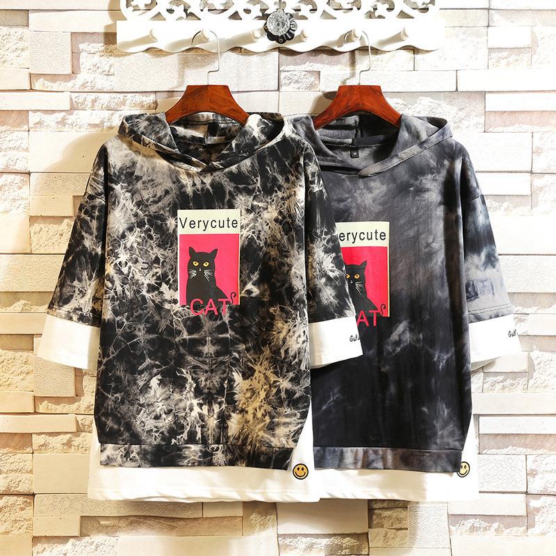 

Men's T-Shirts Men's Clothes HIP HOP PUNK Tops & Tees M-4XL 5XL 2022 Summer Short Sleeves Brand With Hooded Streetwear TshirtMen's, T19804 asian size b