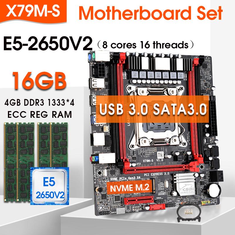 

Motherboards X79 Motherboard LGA2011 E5 2650 V2 CPU 4pcs X 4GB 16GB DDR3 1333Mhz 10600 ECC REG Memory Set M-ATX Combos M.2 SSDMotherboards