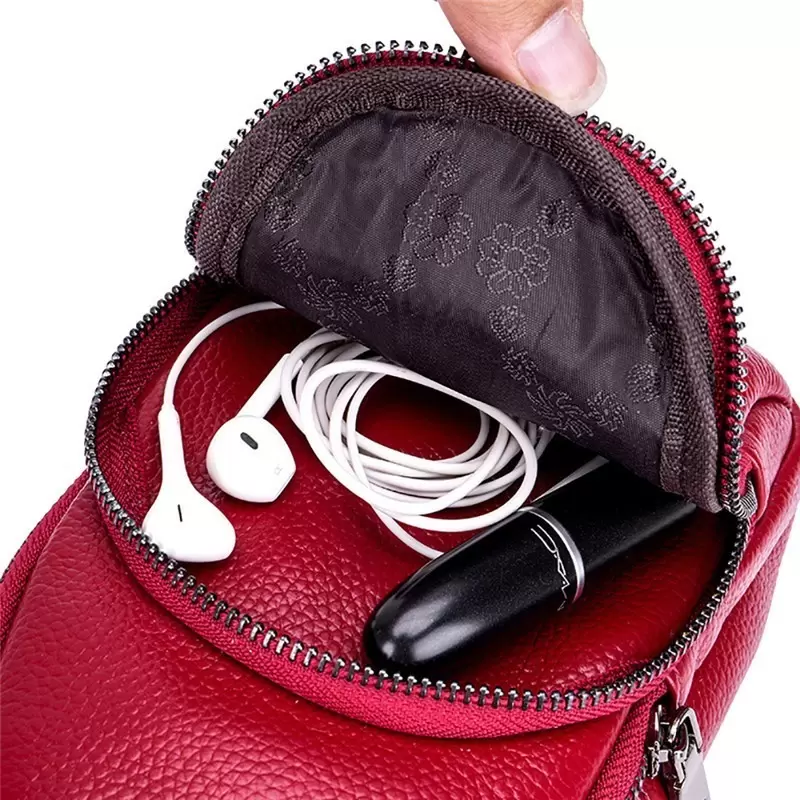

Fashion Wrist Bag Running Sport Phone Bag Ladies Hand Bags Small Flap Cow Leather Women Crossbody Shoulder Bags Woman Handbag, Wine red
