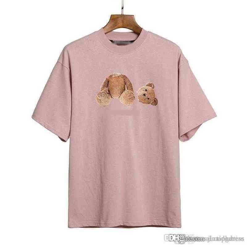 

Summer Men and Womens t Shirts Stylist Tees Same Palms Angels Printed Short Sleeve Truncated Bear T-shirt296t S01, White