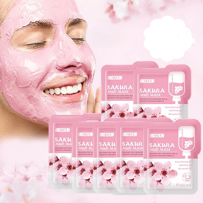 

LAIKOU Japan Sakura Mud Face Mask Cleansing Whitening Moisturizing Oil-Control Clay Mask Facial Skin Care Masks