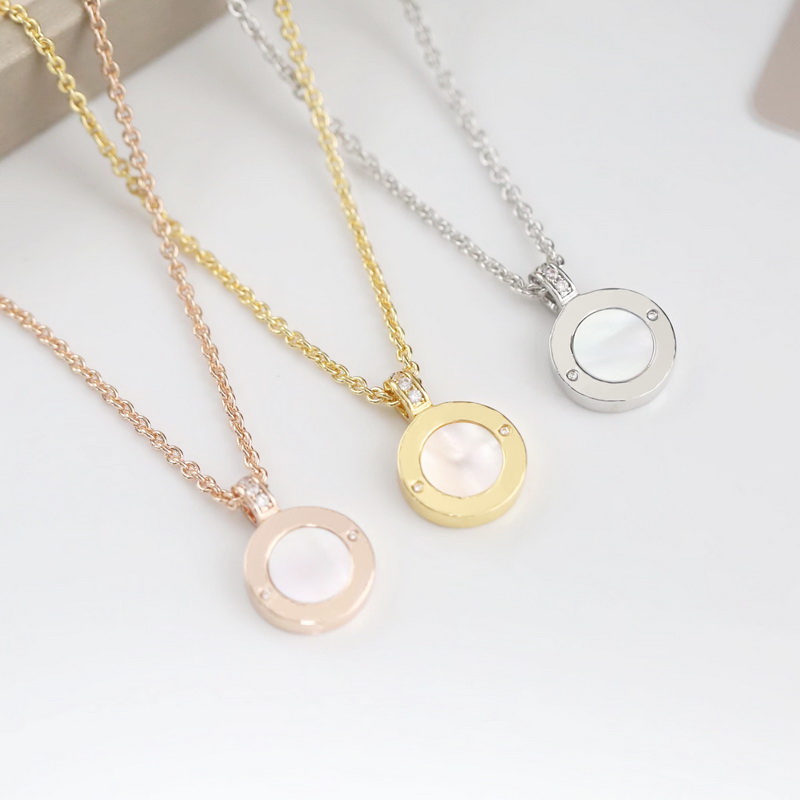 

Europe America Fashion Style Necklace Men Lady Women Stainless Steel 18k Gold Engraved B Letter Setting Diamonds Mother of Pearl Onyx Double-sided Pendant