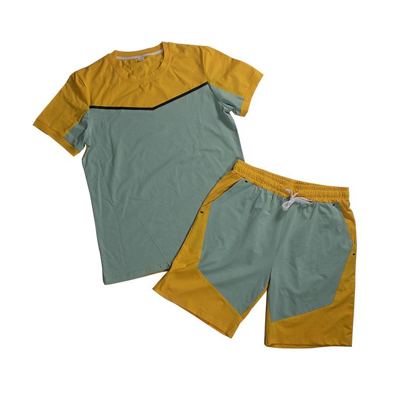 

Men's Tracksuits Summer Tracksuit Men Sets Casual Set 2 Pieces Suit Sportswear T-shirt Shorts Patchwork Loose Joggers SetsMen's, Orange