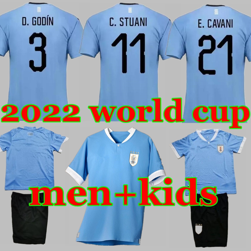 

2022 2023 Uruguay Suarez De Arrascaeta soccer jerseys 22 23 R Araujo home away Bentancur E.Cavani D.Godin D.NUnez M Gomez Gimenez men kids sets, Blue