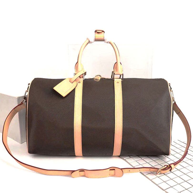 

50-55cm Mens Duffle Bag Designer High Quality Women Travel Bags Hand Luggage Travel Bag Men Leather Large Cross Body Totes Handbag, 5a+bags with logos