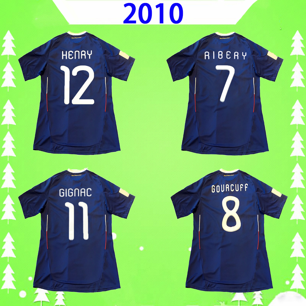 

Maillots de football 2010 RETRO soccer jerseys Vintage home blue football shirt ZIDANE HENRY ABIDAL RIBERY ANELKA GOURCUFF Top Quality Classic uniforms S-2XL