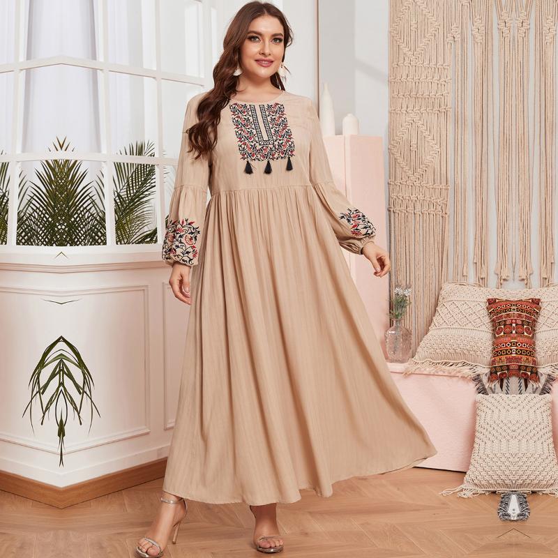 

Plus Size Dresses Spring Autumn Indie Folk Dress Adult Muslim Tassel Dubai Abayas For Women Arabic Caftan Moroccan Kaftan DjelabaPlus, Blue