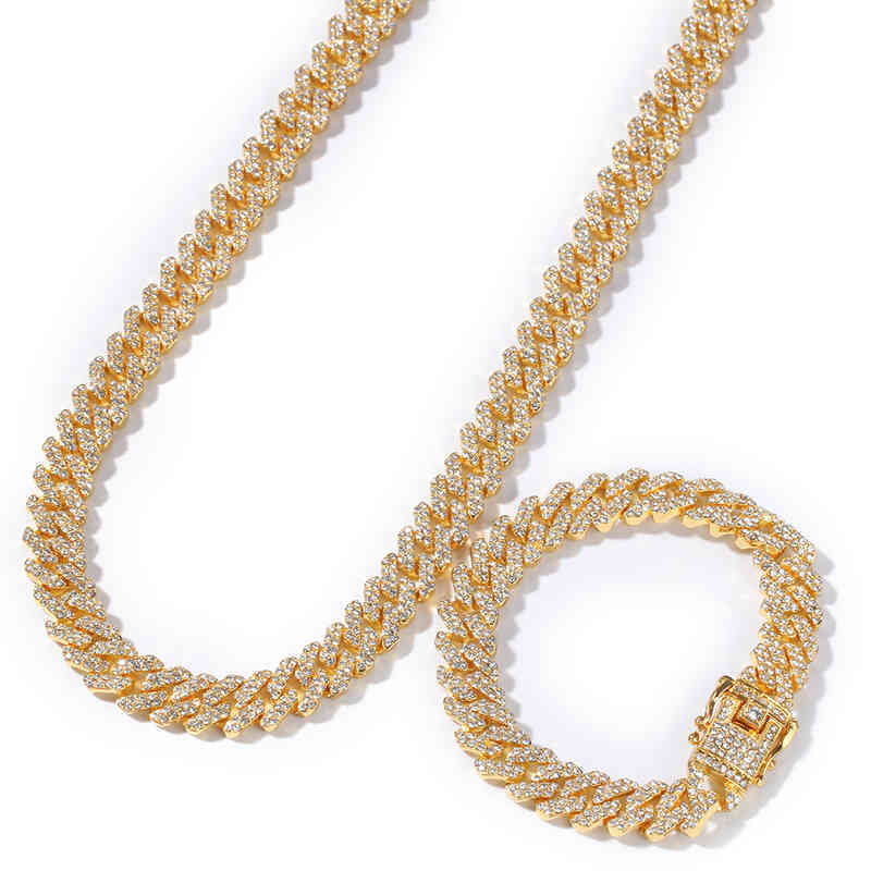 

New 12mm bar CUBAN CHAIN men's Gold Plated diamond alloy hip hop Necklace