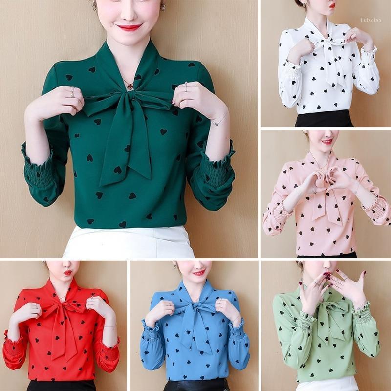 

Women's Blouses & Shirts Ladies And Long Sleeve Lace Up Neck Blouse Bow Tops Casual Office Soft Clothing Comfortable, White