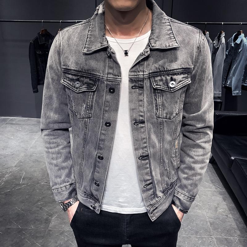 

Men's Jackets 2022 Denim Jacket Men Hole Retro Motorcyle Basic Coat Streetwear Hip Hop Bomber Cowboy Jean Chaqueta Hombre, Blue