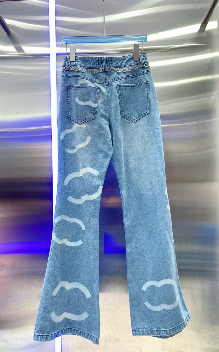 New Women's Jeans Designer Jeans Top Denim Skinny Pant Letters Printed With Chain Washed Pants S-L