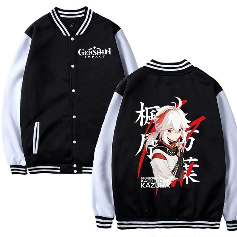 

Men's Jackets Kaedehara Kazuha Anime Baseball Jacket Unisex Autumn Winter Fashion Tops Oversize Genshin Impact Sweatshirt Harajuku Streetwea, Beige