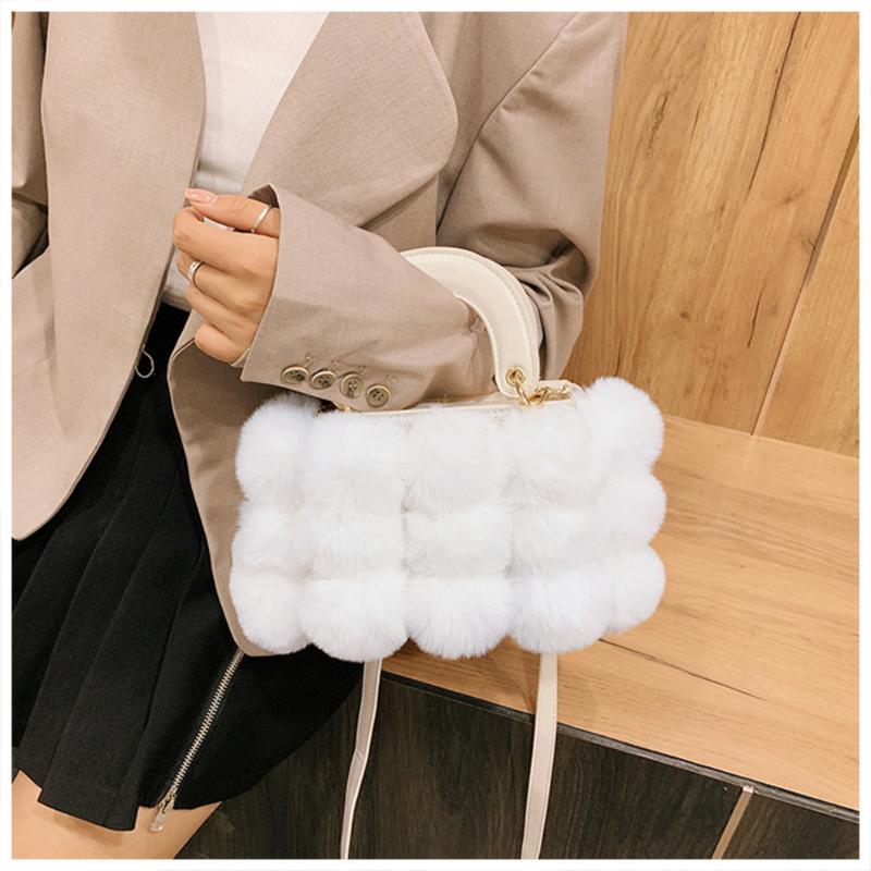 

Evening Bags Plush Handbag 2022 Autumn Winter Women's Bag Simple Single Shoulder Messenger Personalized Fashion Female Square BagsEvenin, Black