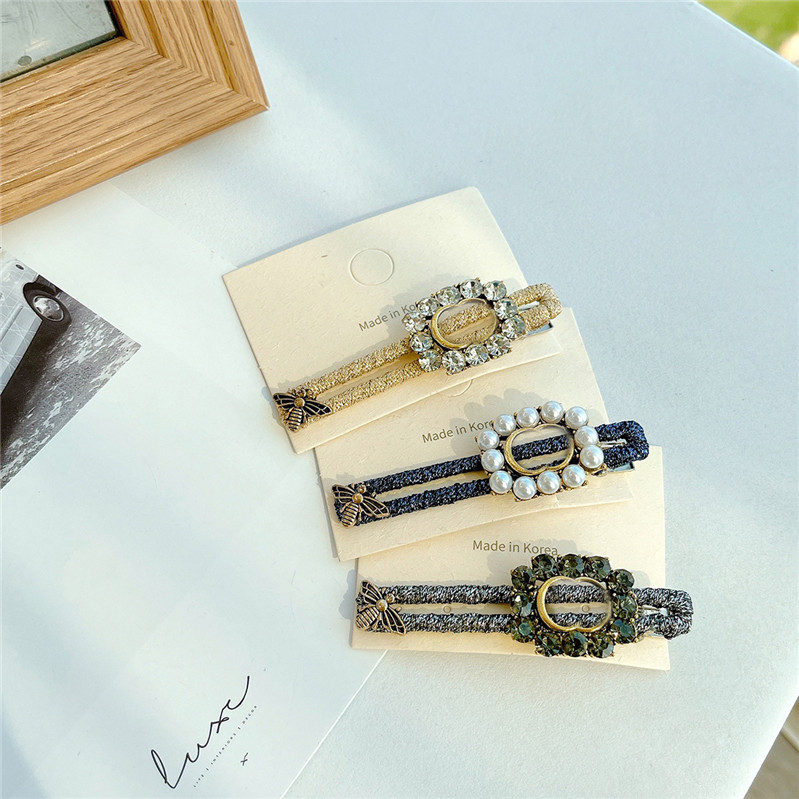 

Rhinestone Double Letter Hair Clips Crystal Designer Barrettes Alphabet Hairpins Hair Accessories For Gift Party