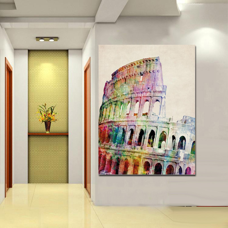 

HD Print Abstract Roman Colosseum Coliseum Big Ben Canvas Painting Pop Art Modern Famous Wall Picture For Living Room Cuadros