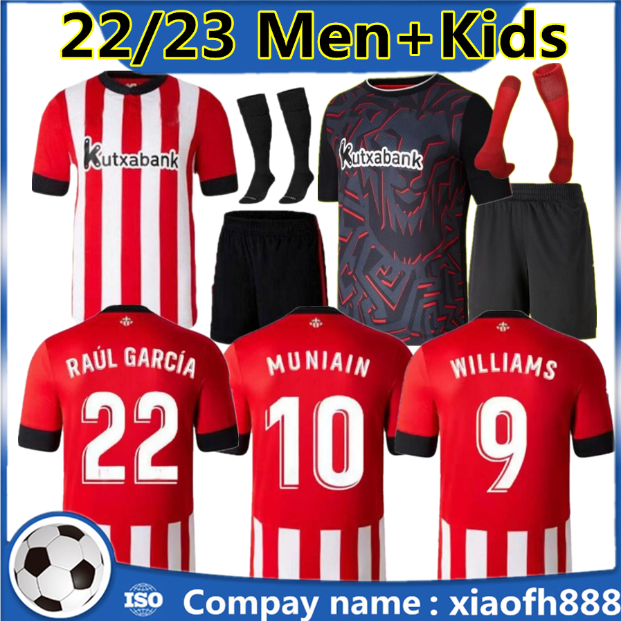 

Bilbao 22 23 club home soccer Jerseys home away WILLIAMS MUNIAIN BERENGUER SANCET DE camiseta 2022 2023 I.MARTINZ RAUL GARCIA Athletic football shirts men kids kit, Black