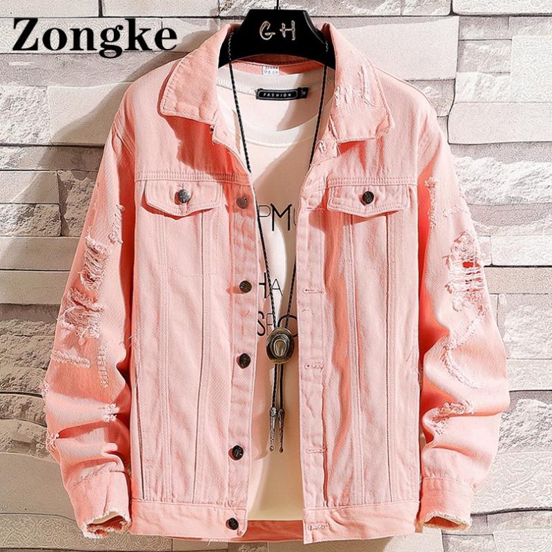

Men's Jackets Zongke Denim Solid Casual Men Japanese Streetwear Clothing 2022 Arrivals College Jacket Fashion M-3XL, Black;brown