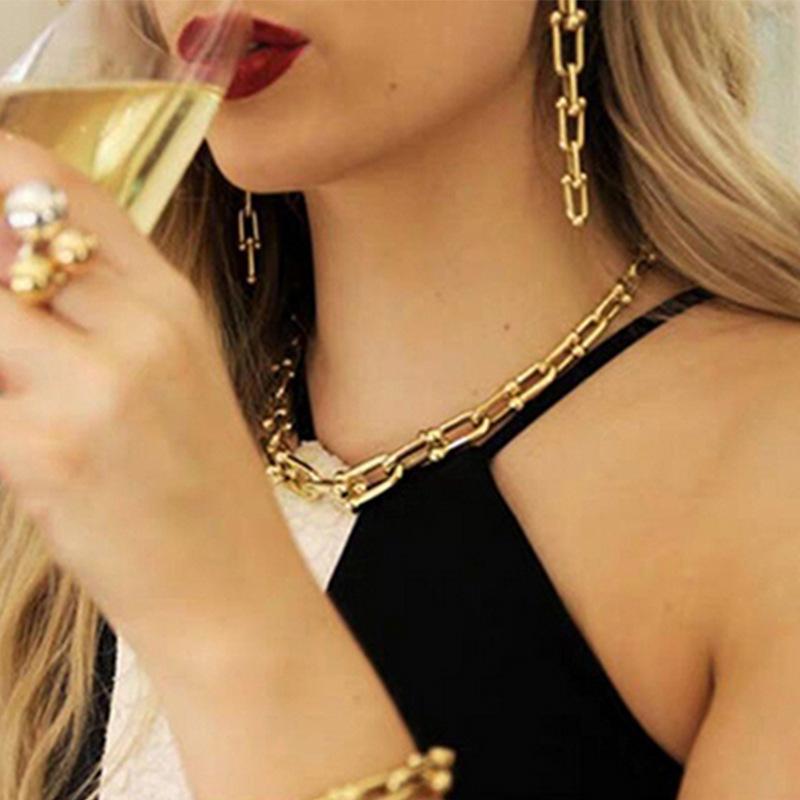 

Chokers Fashion Women Vintage Thick U Lock Shap Chain Bracelet Necklace Retro Party Choker NecklaceChokers