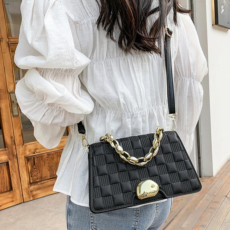 

Evening Bags Luxury Pu Leather Women Chain Handbags Messenger High Quality Ladies Small Crossbody For Designer Shoulder Bag, Black