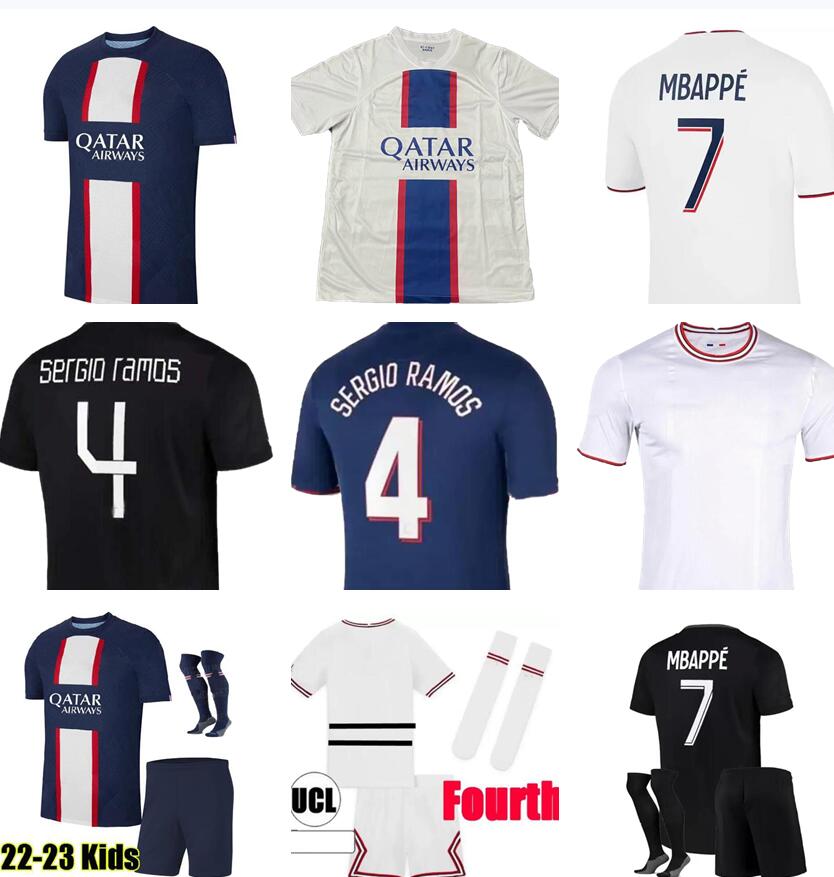 

2022 2023 soccer jerseys MBAPPE HAKIMI SERGIO RAMOS WIJNALDUM 22 23 PSGS Maillots football shirt men kids kit set with uniform enfant MESSIs, 3rd+patch