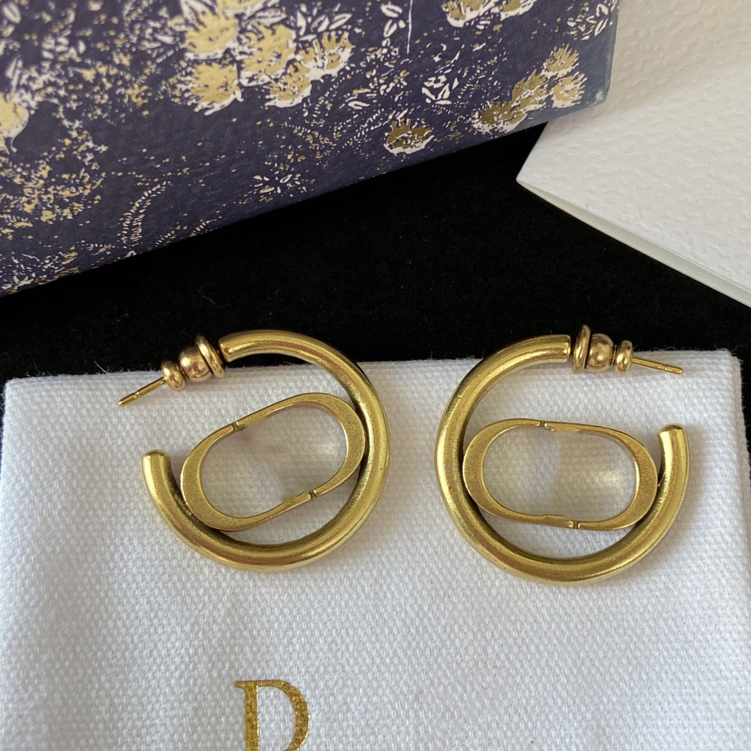 

Designer D earrings female plain ring earrings hoop earrings Paris high-end luxury Hoop gold