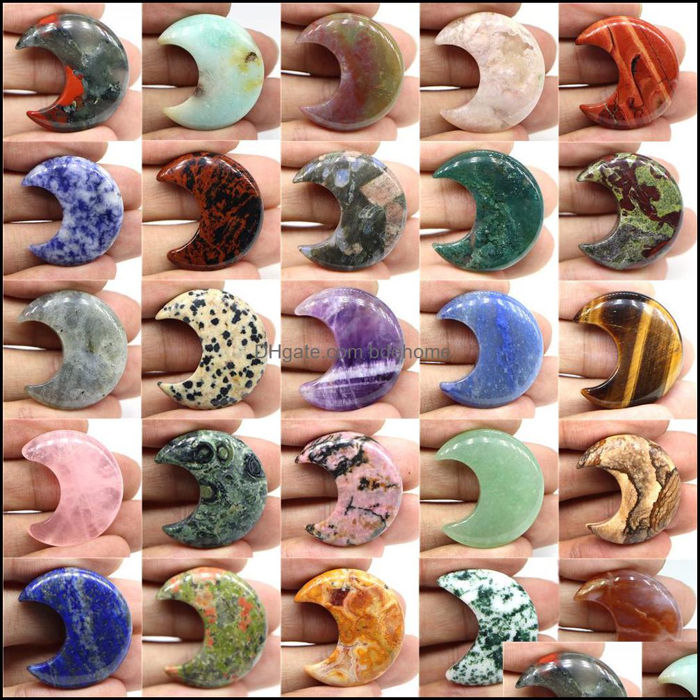 

Stone 3Cm Natural Crystal Agate Moon Shaped Statue Jewelry Making Necklace Pendant Reiki Healing Gemstone Hand Polished Bdehome Dhq5L