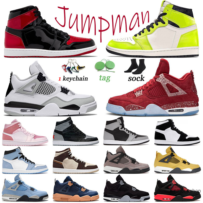 

top quality 2022 jumpman basketball shoes mens trainers 1 visionaire bred patent off women sports oklahoma sooners 4s trainers white oreo 4, # 36-46 digital pink