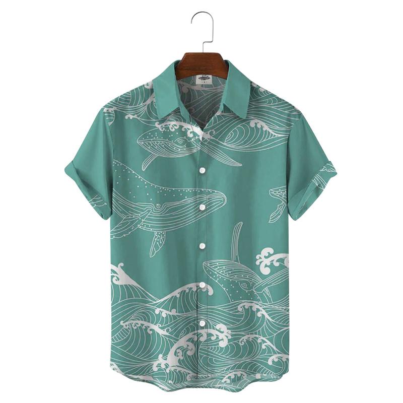 

Men's Casual Shirts Men Clothing Hawaiian Shirt Fashion Animal Print Single Breasted Turn Down Collar For Tops Chemise HommeMen's, Lb