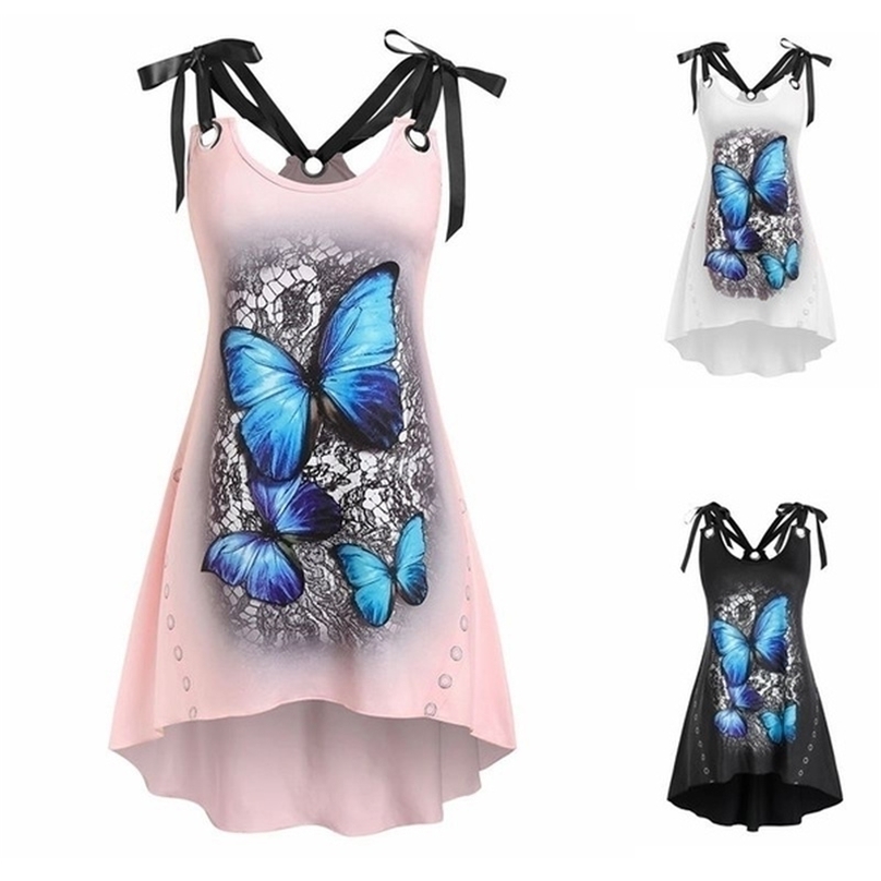 

Tank Top Women Summer Fashion fashion Casual Tie Shoulder Irregular Elegant Ladies Long Black s 220318, Fs