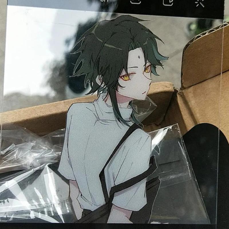 

Keychains Genshin Impact Original Tartaglia Scaramouche Zhongli High School Student Uniform Pocard Can Take A Po With Clear Cards